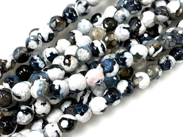 Natural Black White Agate Beads / Smooth Round Shape Beads / Healing Energy Stone Beads / 6mm 2 Strand Gemstone Beads