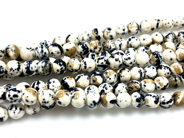 Natural Beige Rain Jasper Beads / Healing Energy Stone Beads / Faceted Round Shape Beads / 6mm 2 Strand Gemstone Beads