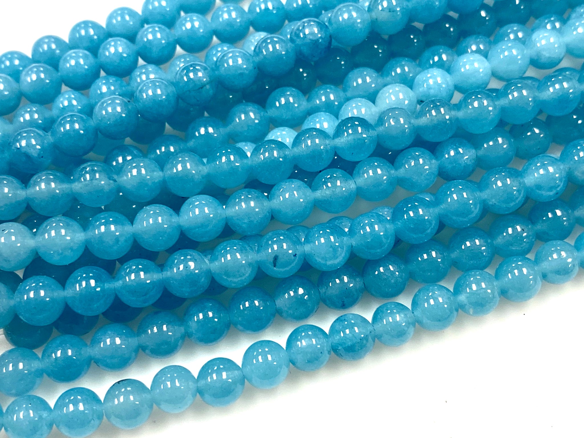 Natural Blue Sponge Agate Beads / Smooth Round Shape Beads / Healing Energy Stone Beads / 6mm 2 Strand Gemstone Beads
