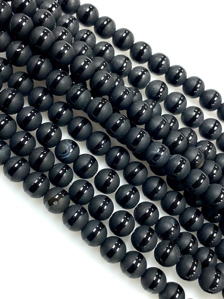 Natural Stripped Black Onyx Beads / Faceted Round Shape Beads / Healing Energy Stone Beads / 6mm 2 Strands Beads
