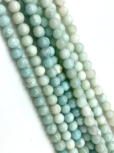 Natural Amazonite Beads / Faceted Round Shape Beads / Healing Energy Stone Beads / 6mm 2 Strand Gemstone Beads