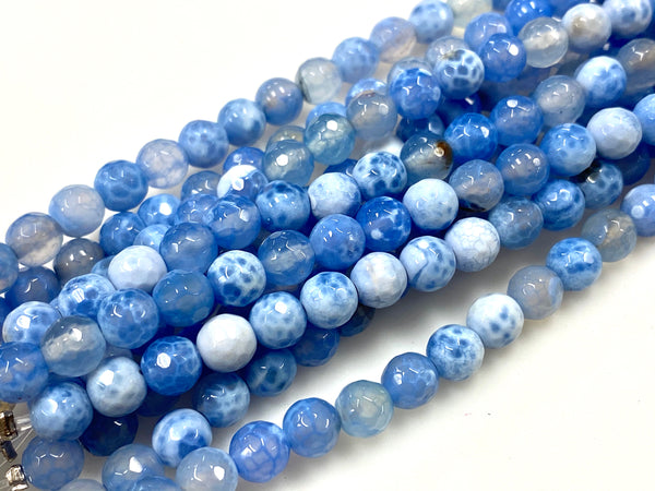 Natural Sky Blue Agate Beads / Faceted Round Shape Beads / Healing Energy Stone Beads / 6mm 2 Strands Beads