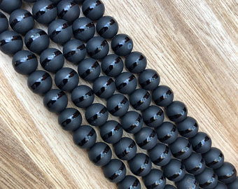 Natural Stripped Black Onyx Beads, Onyx Round Shape 8, 10, 12, 14 mm Faceted Beads