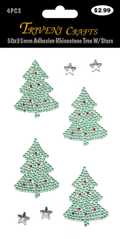 50x35mm Adhesive Rhinestone Tree W/Stars