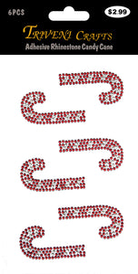 Adhesive Rhinestone Candy Cane