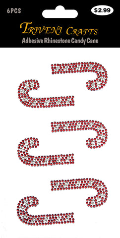 Adhesive Rhinestone Candy Cane