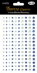 3-6mm Adhesive Rhinestones - Blue