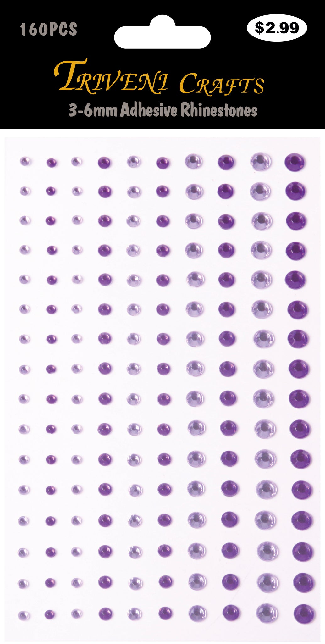 3-6mm Adhesive Rhinestones - Purple