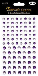 6-8mm Adhesive Rhinestones - Purple
