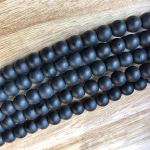 Natural Matte Finish Black Agate Beads, Agate 8 mm Round Shape Smooth Beads