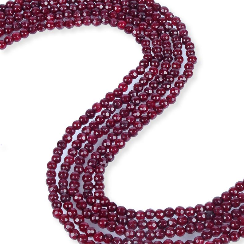 Natural Ruby Jade Beads, Ruby Jade Round Shape Beads, Jade 4 mm Beads
