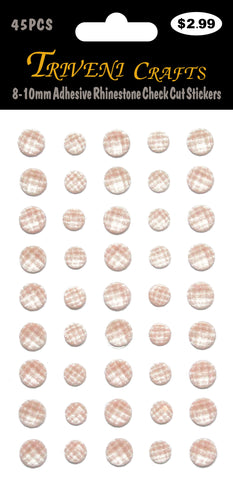 8-10mm Adhesive Rhinestone Check Cut Stickers - Peach