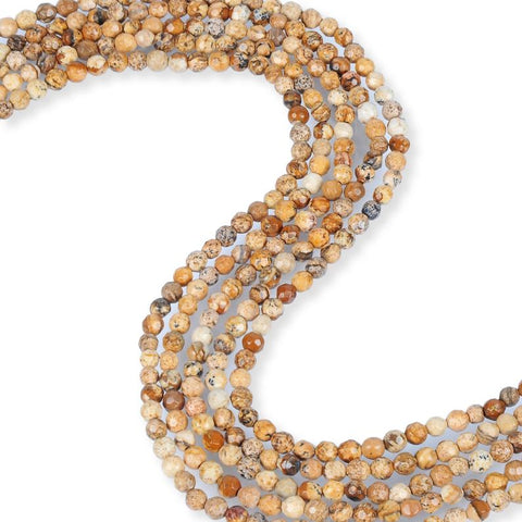 Natural Picture Jasper Beads, Jasper 4 mm Faceted Beads, Round Shape Jasper Smooth Beads
