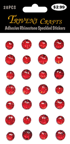 Adhesive Rhinestone Speckled Stickers -Red
