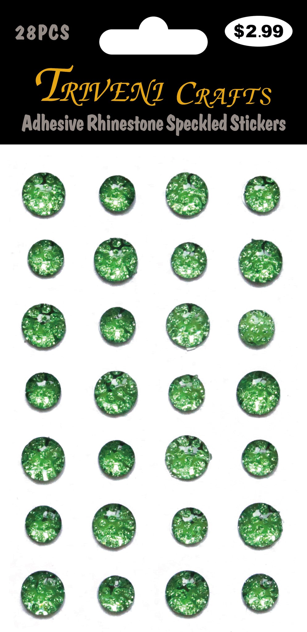 Adhesive Rhinestone Speckled Stickers - Green