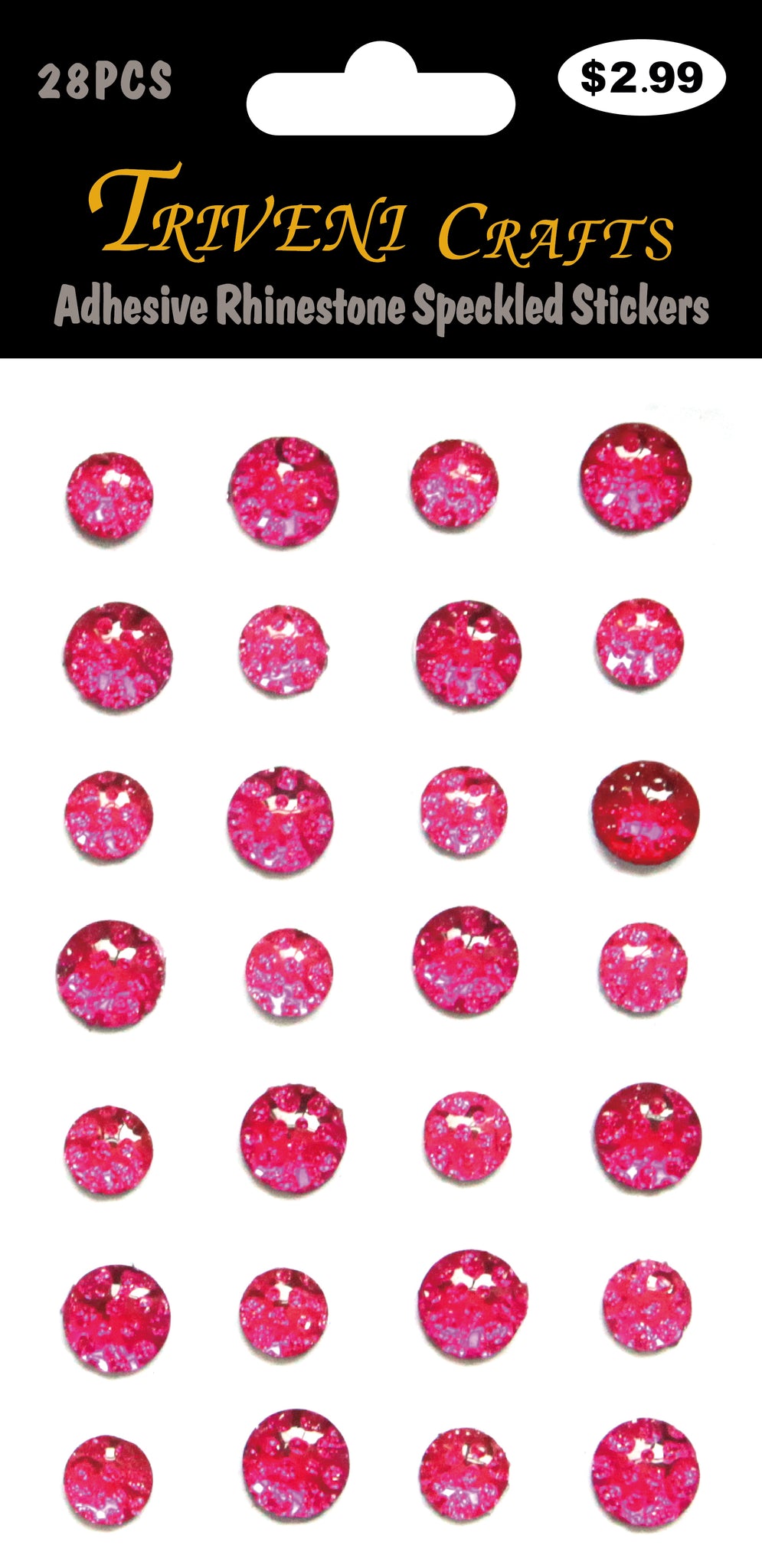 Adhesive Rhinestone Speckled Stickers - Fuchsia