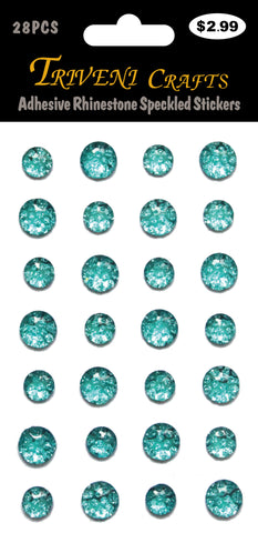 Adhesive Rhinestone Speckled Stickers - Teal
