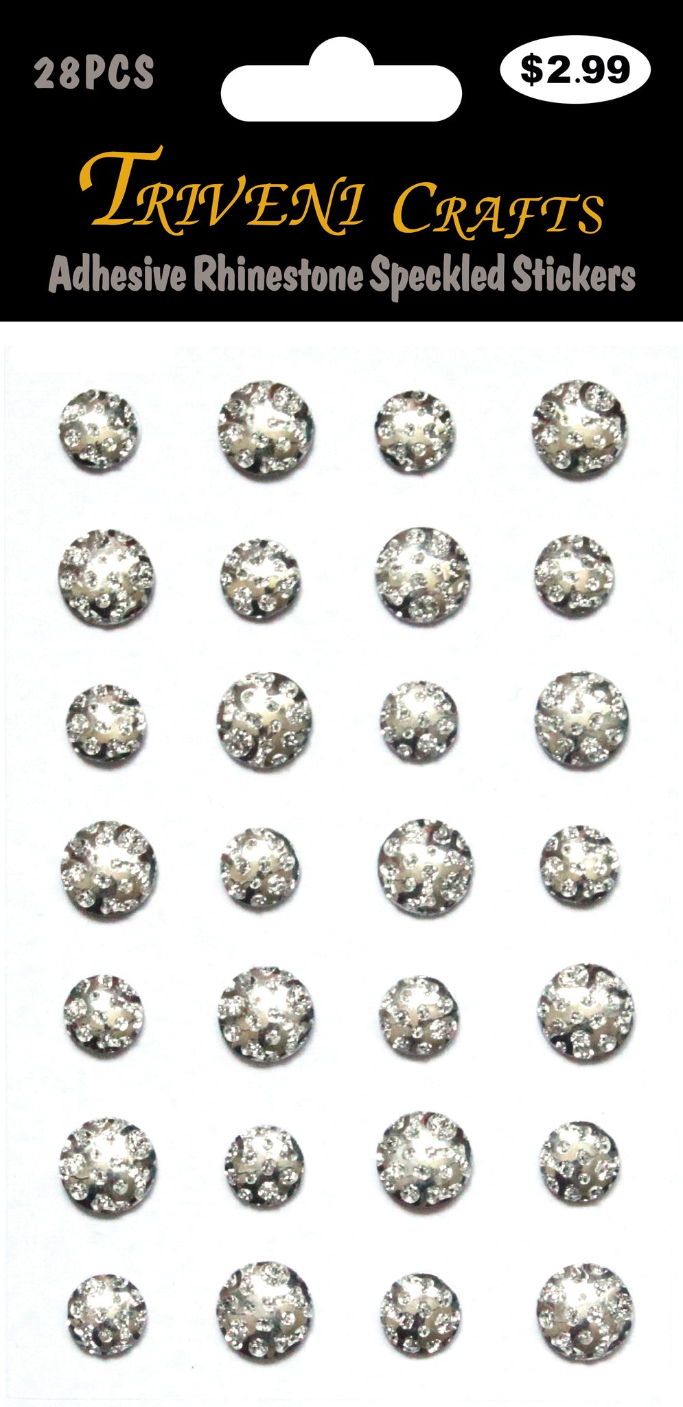 Adhesive Rhinestone Speckled AB Stickers - Silver