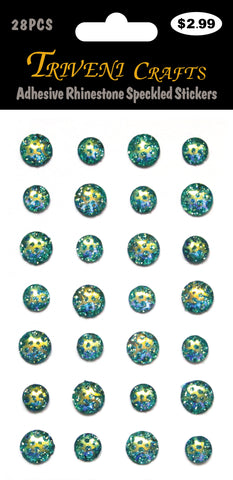 Adhesive Rhinestone Speckled AB Stickers - Green