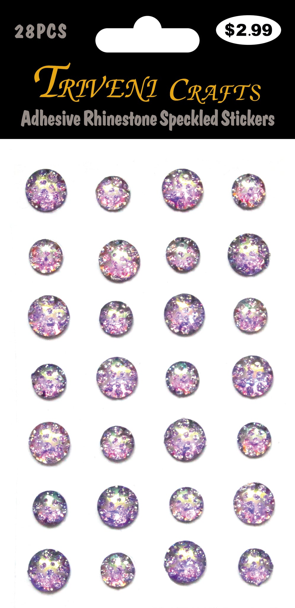 Adhesive Rhinestone Speckled AB Stickers - Lavender