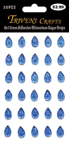 8x13mm Adhesive Rhinestone Sugar Drops - Navy