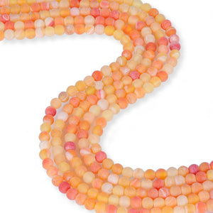Natural Orange Matt Finish Agate Beads, Round Shape Beads, Agate 6 mm Smooth Beads