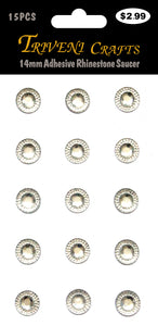 14mm Adhesive Rhinestone Saucer - Clear