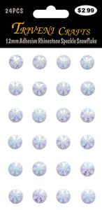 12mm Adhesive Rhinestone Speckle Snowflake - White