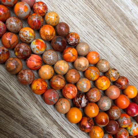 Natural Orange Imperial Jasper Beads, Jasper 8 mm Faceted Round Shape Beads