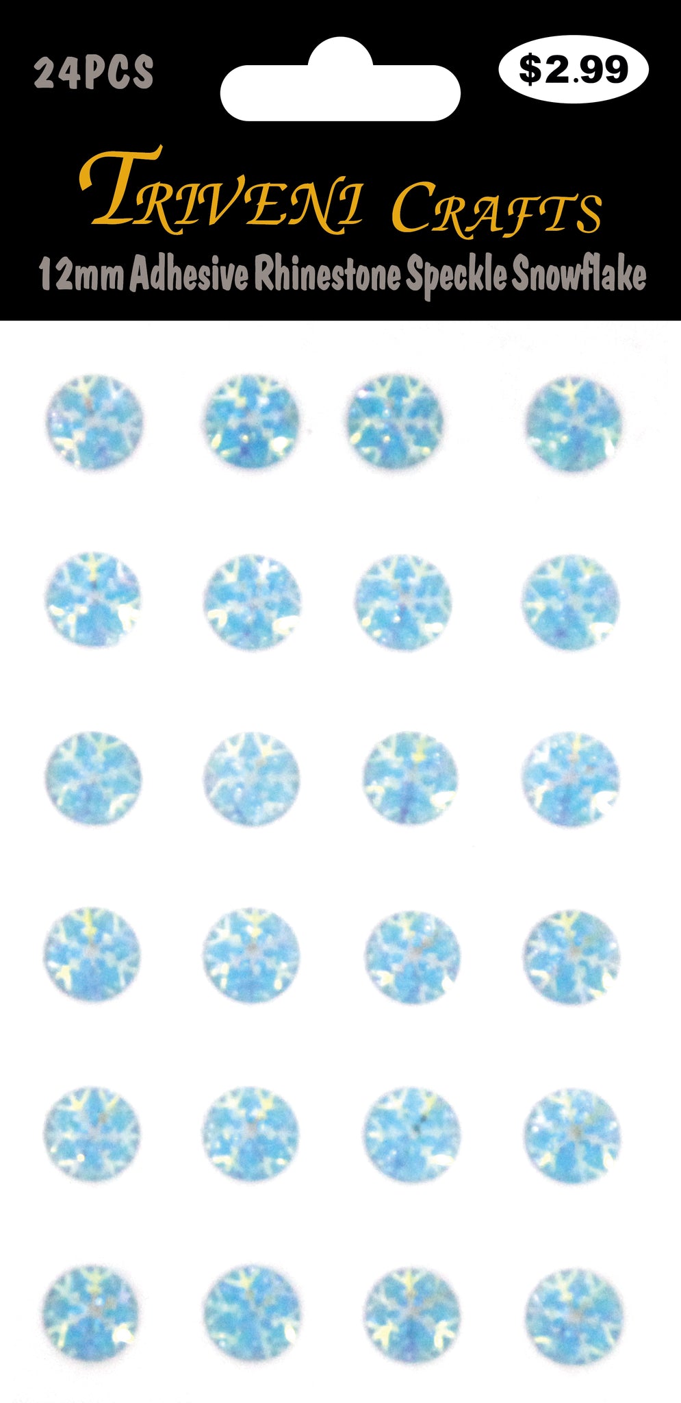 12mm Adhesive Rhinestone Speckle Snowflake - Blue Ice