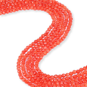 Natural Orange Agate Beads, Agate Faceted Beads, Round Shape 4 mm Agate Beads