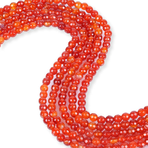 Natural Carnelian Beads, Carnelian Faceted Beads, Round Shape 6 mm Beads