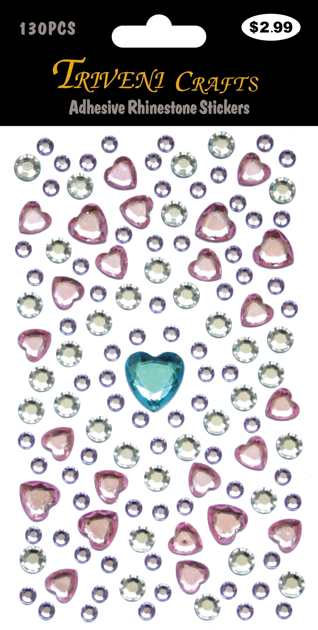 Adhesive Rhinestone Stickers Heart Mix