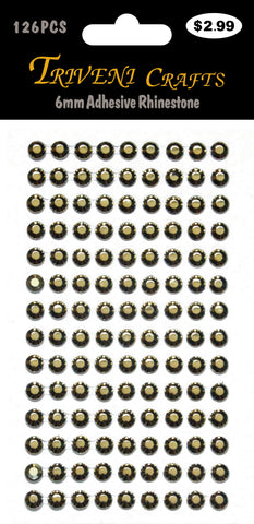 6mm Adhesive Rhinestone - Gold