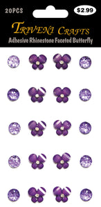 Adhesive Rhinestone Faceted Butterfly - Purple