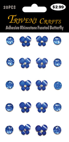 Adhesive Rhinestone Faceted Butterfly - Navy