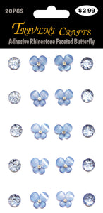 Adhesive Rhinestone Faceted Butterfly - Lt. Blue