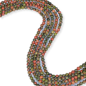 Unakite Beads, Unakite Smooth 4 mm Beads, Round Shape Beads