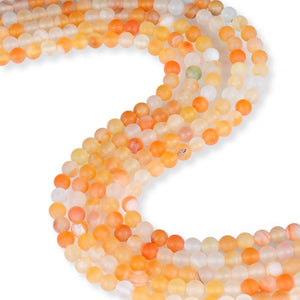 Natural Matte Orange Agate Beads, 6 mm Smooth Beads,  Round Shape Beads