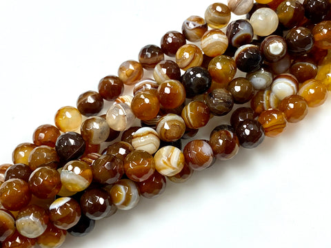 Natural Multi Agate Beads / Faceted Round Shape Beads / Healing Energy Stone Beads / 8mm 2 Strands Beads