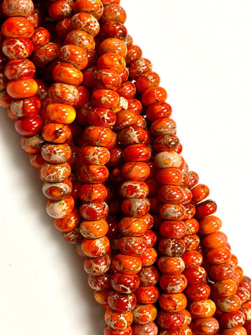Natural Orange Imperial Jasper Beads / Faceted Rondelle Shape Beads / Healing Energy Stone Beads / 8mm 2 Strands Beads