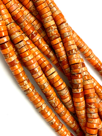 Natural Orange Imperial Jasper Beads / Faceted Rondelle Shape Beads / Healing Energy Stone Beads / 8mm 2 Strand Gemstone Beads