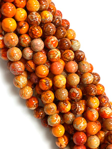 Natural Orange Imperial Jasper Beads / Faceted Round Shape Beads / Healing Energy Stone Beads / 8mm 2 Strand Gemstone Beads