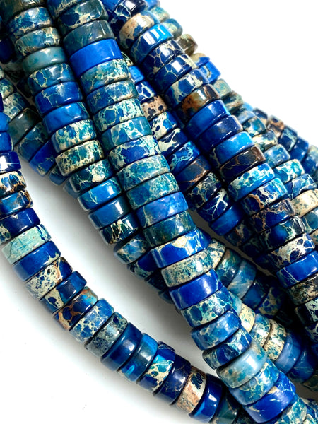 Natural Blue Imperial Jasper Beads / Faceted Rondelle Shape Beads / Healing Energy Stone Beads / 8mm 2 Strand Gemstone Beads