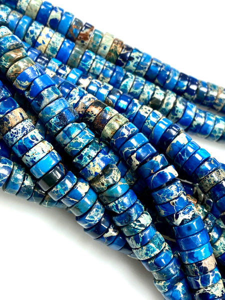 Natural Blue Imperial Jasper Beads / Faceted Rondelle Shape Beads / Healing Energy Stone Beads / 8mm 2 Strand Gemstone Beads