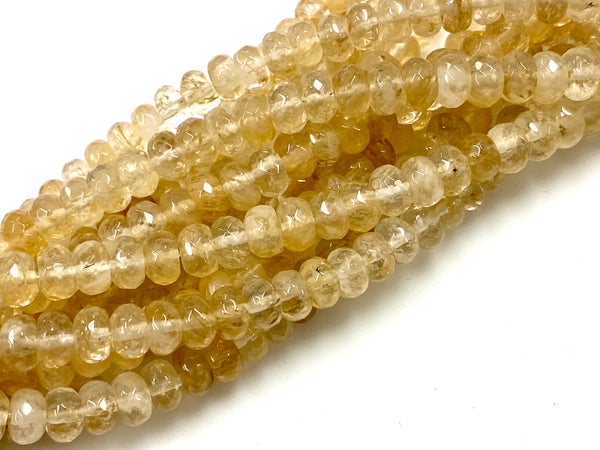 Natural Golden Rutile Beads / Faceted Rondelle Shape Beads / Healing Energy Stone Beads / 8mm 2 Strand Gemstone Beads
