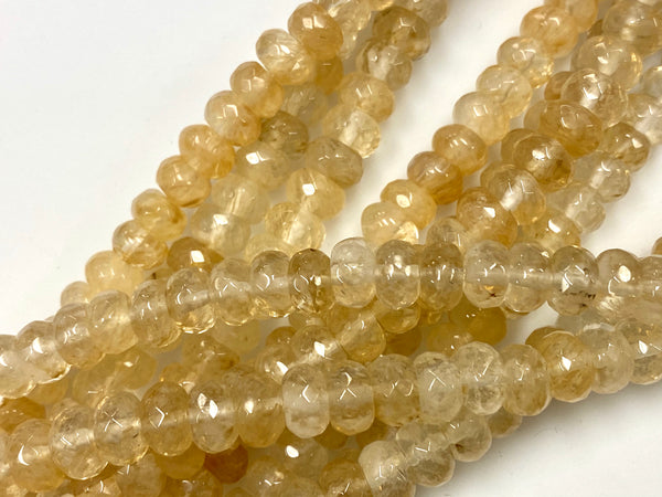 Natural Golden Rutile Beads / Faceted Rondelle Shape Beads / Healing Energy Stone Beads / 8mm 2 Strand Gemstone Beads