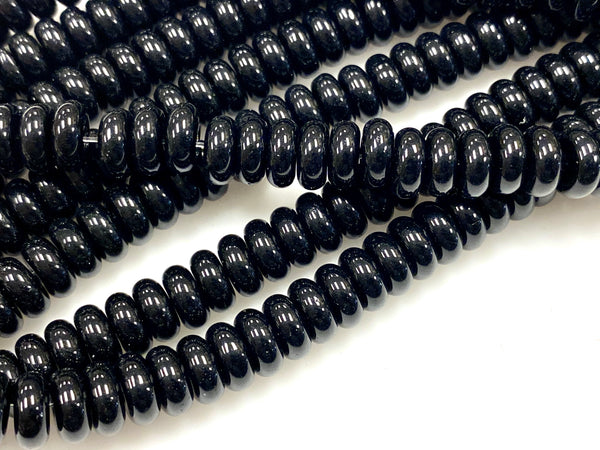 Natural Black Onyx Beads / Faceted Rondelle Shape Beads / Healing Energy Stone Beads / 8mm 2 Strand Gemstone Beads