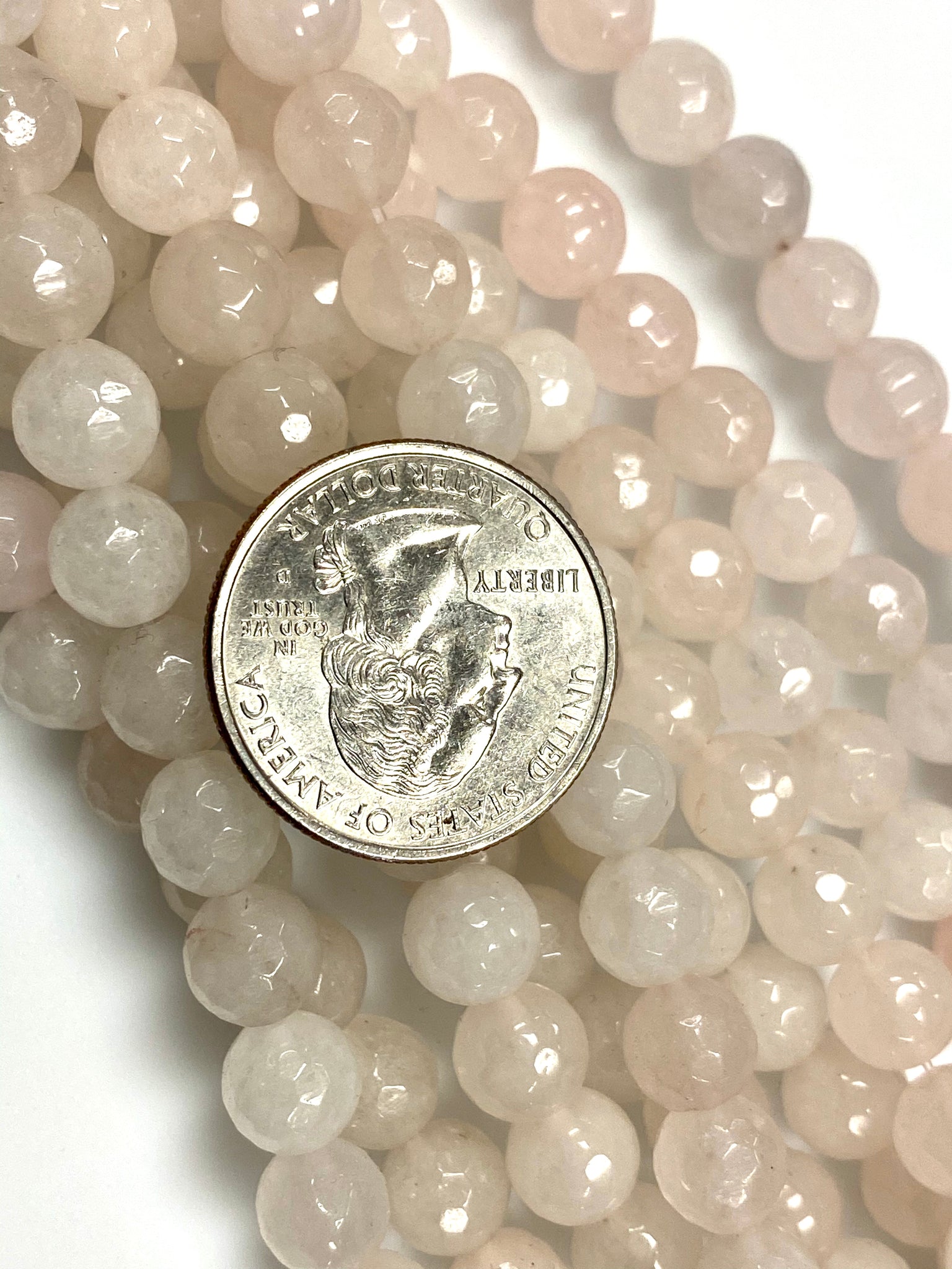Natural Rose Quartz Beads / Faceted Round Shape Beads / Healing Energy Stone Beads / 8mm 2 Strands Beads