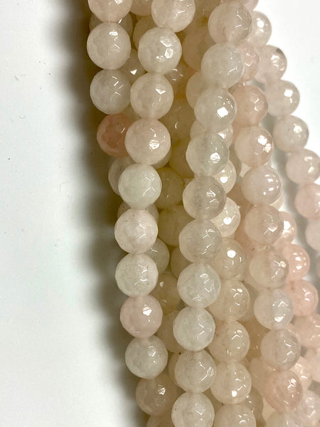 Natural Rose Quartz Beads / Faceted Round Shape Beads / Healing Energy Stone Beads / 8mm 2 Strands Beads